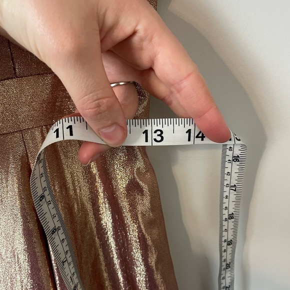 Rachel Parcell Ruffle Swing Dress in Metallic Rose Gold Size XS 2 Pink Shimmer - Picture 10 of 11